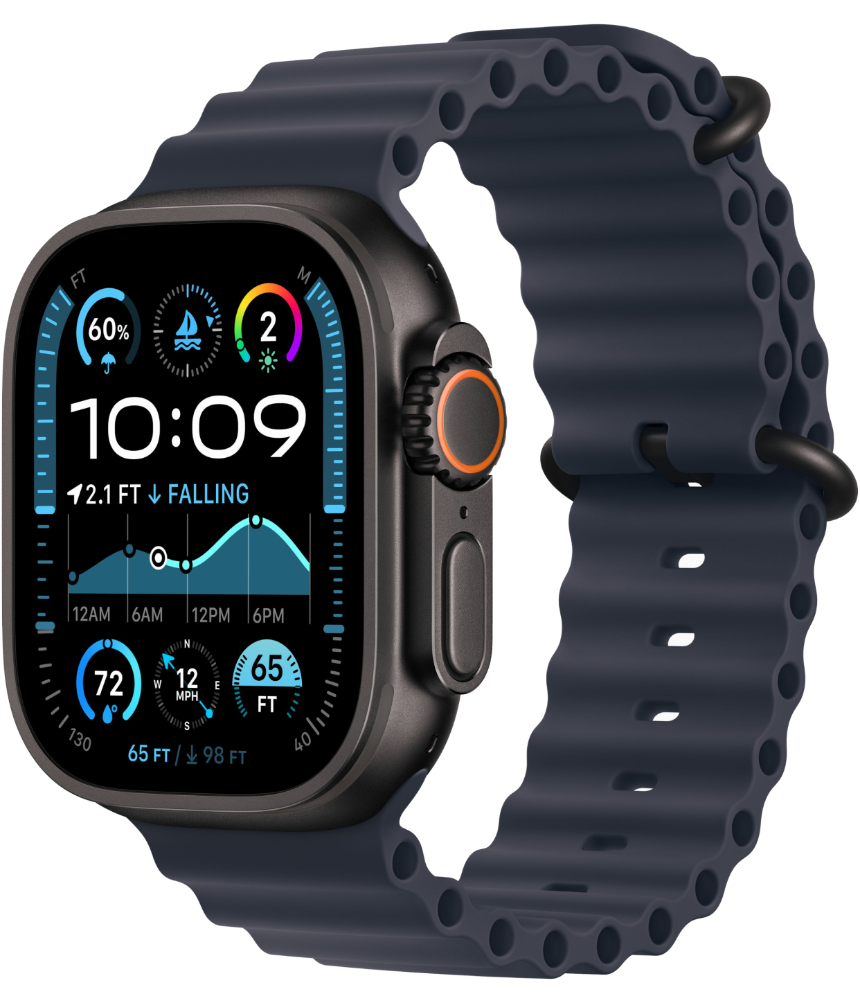 

Apple Watch Ultra 2 GPS + Cellular, 49 мм, корпус из черного титана, ремешок Ocean темно-синего цвета, Темно-синий, Watch Ultra 2 GPS + Cellular, 49 мм, корпус из черного титана, ремешок Ocean темно-синего цвета