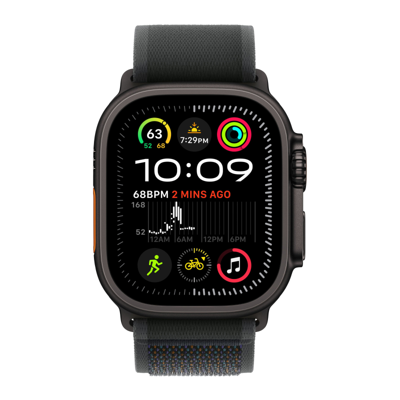 Apple Watch Ultra 2 GPS + Cellular, 49 мм, корпус черного из титана, ремешок Trail черного цвета, размер M/L Фото-2
