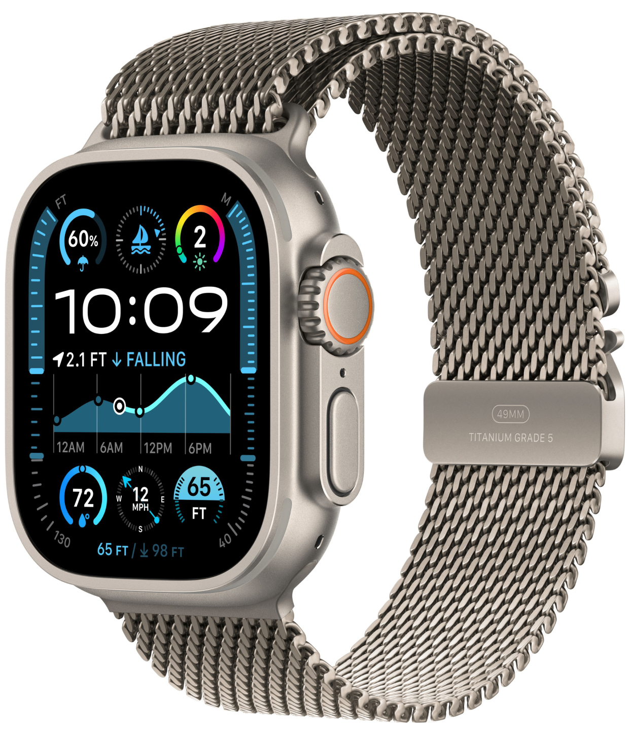 

Apple Watch Ultra 2 GPS + Cellular, 49 мм, корпус из бежевого титана, ремешок Milanese бежевого цвета, M, Бежевый, Watch Ultra 2 GPS + Cellular, 49 мм, корпус из бежевого титана, ремешок Milanese бежевого цвета, M