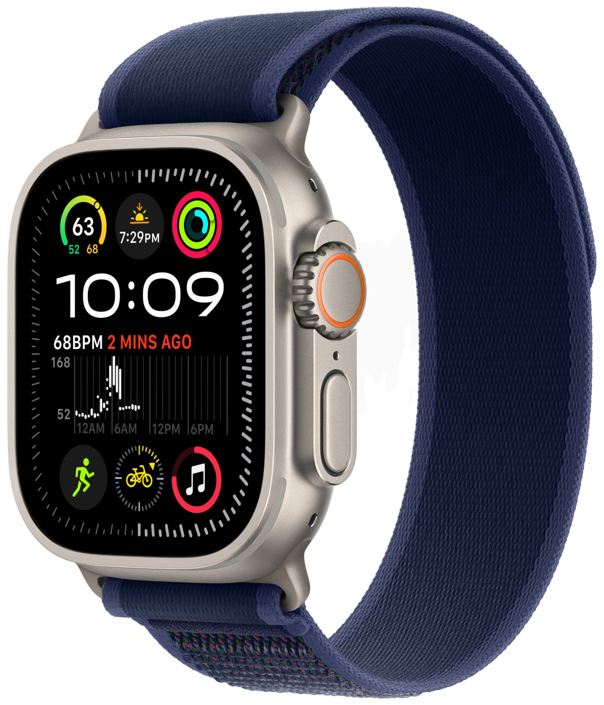 Бренд Apple Watch Ultra 2 GPS + Cellular, 49 мм, корпус из бежевого титана, ремешок Trail голубого цвета, размер M