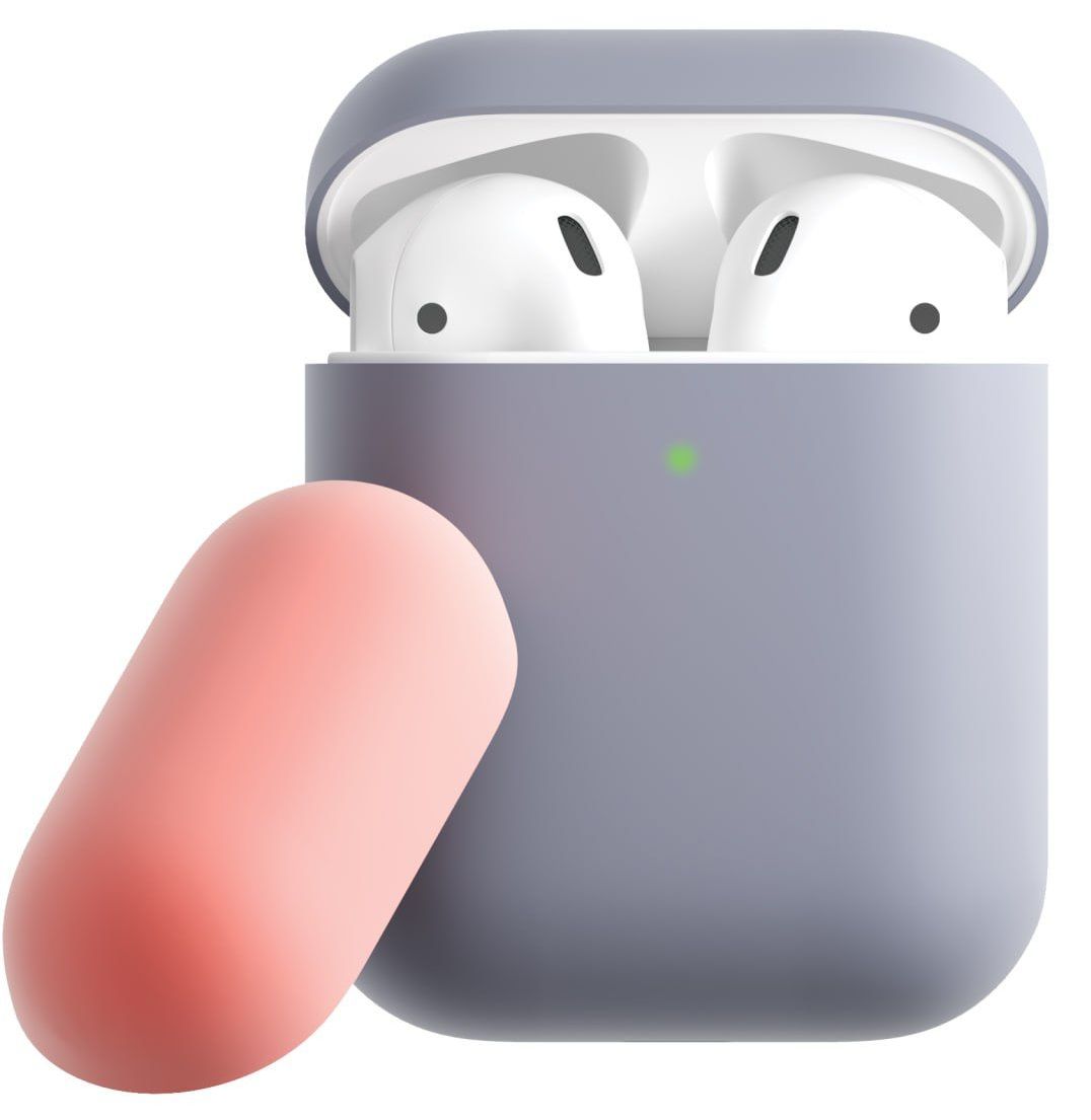 

Чехол moonfish для футляра AirPods, силиконовый, фиолетовый+коралловый, Чехол для футляра AirPods, силиконовый, фиолетовый+коралловый