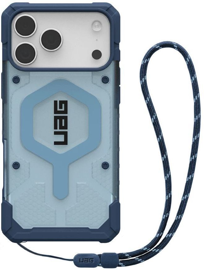 

Чехол UAG Pathfinder Clear MagSafe для iPhone 17 Pro + ремешок, синий, Чехол Pathfinder Clear MagSafe для iPhone 17 Pro + ремешок, синий