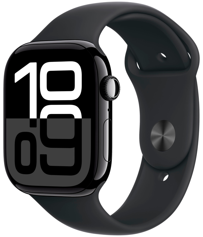   restore Apple Watch Series 10, 46 мм, корпус из алюминия цвета «чёрный глянец», спортивный ремешок черного цвета M/L