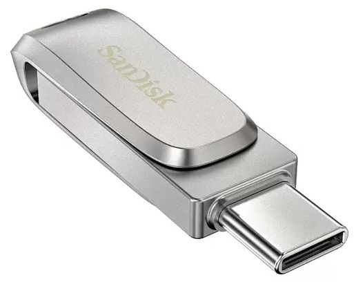 Флэш-накопитель SanDisk Ultra Dual Drive Luxe 64 Гб, серебристый