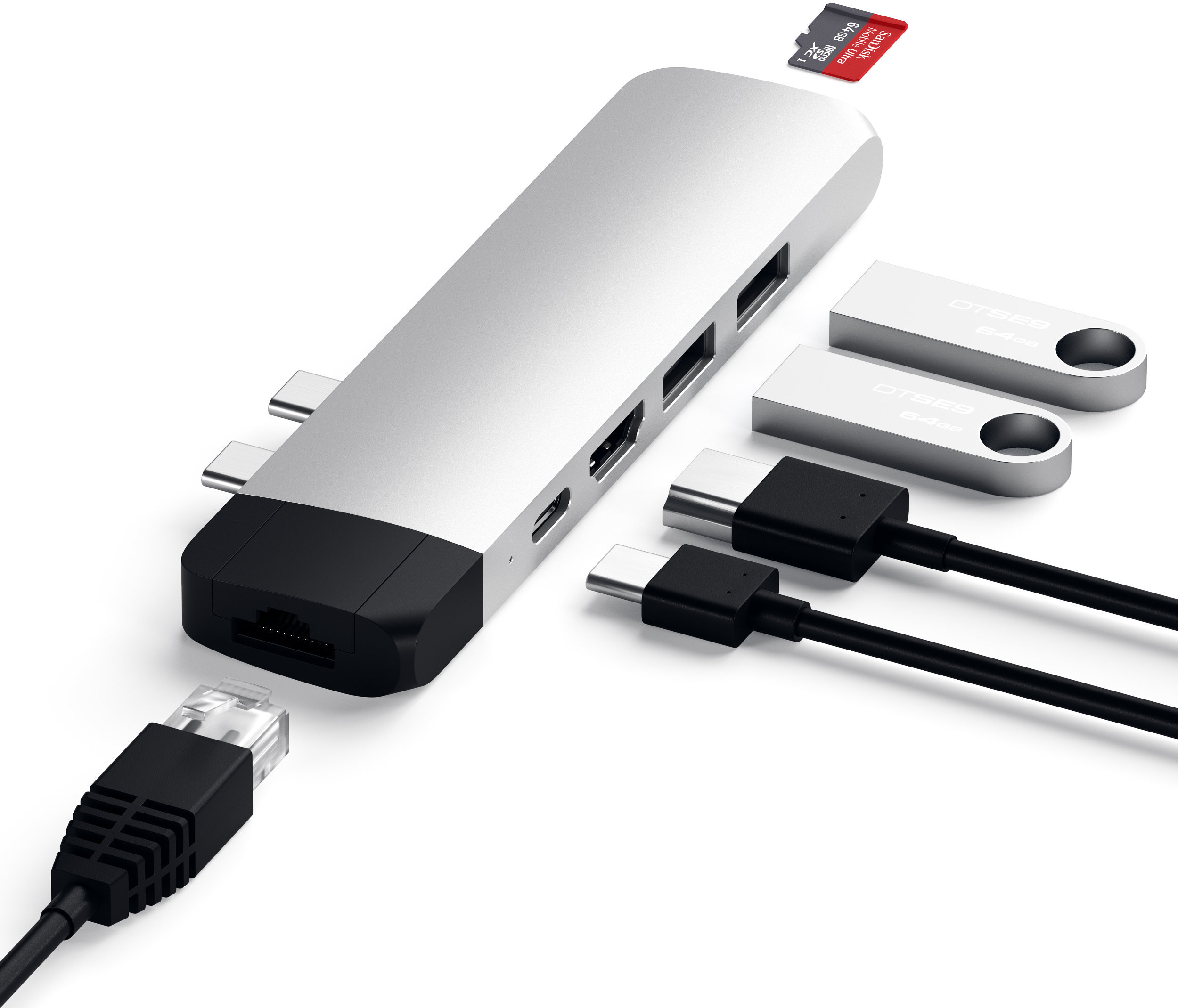 

Адаптер Satechi Aluminum Pro Hub 6 in 1, серебристый, Серый, Адаптер Aluminum Pro Hub 6 in 1, серебристый