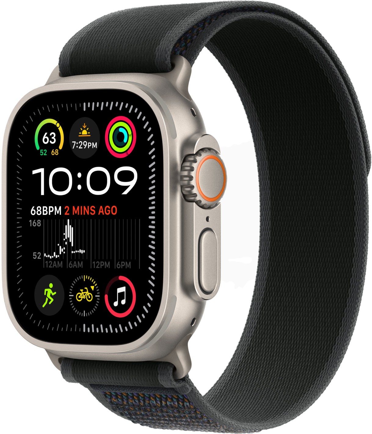 

Apple Watch Ultra 2 GPS + Cellular, 49 мм, корпус из бежевого титана, ремешок Trail черного цвета, размер M, Черный, Watch Ultra 2 GPS + Cellular, 49 мм, корпус из бежевого титана, ремешок Trail черного цвета, размер M
