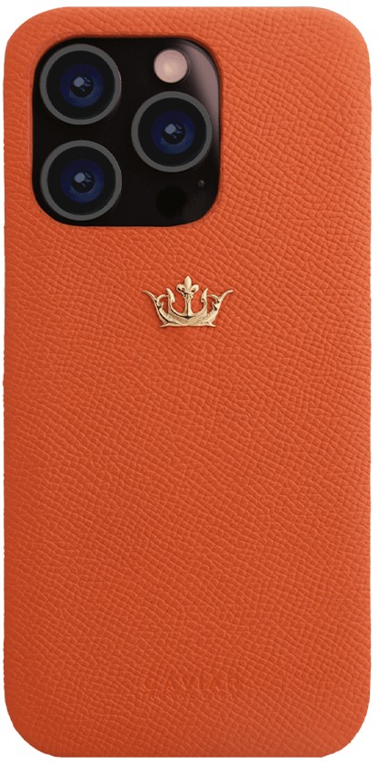 Caviar Чехол Leather Case для iPhone 16 Pro Мах, кожа, оранжевый