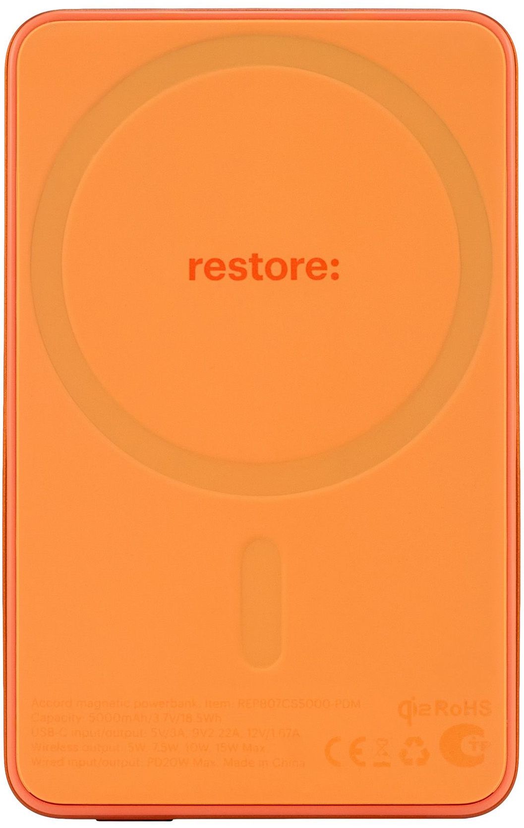 

Внешний аккумулятор restore: Accord MagSafe 5000mAh, Qi2, оранжевый, Внешний аккумулятор Accord MagSafe 5000mAh, Qi2, оранжевый