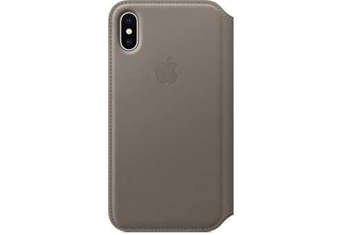 

Apple Чехол Leather Folio для iPhone X платиново-серый