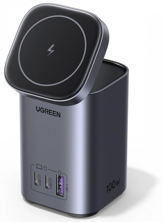 

UGREEN Беспроводное зарядное устройство CD342 2 в 1, 100Вт, темно-серый