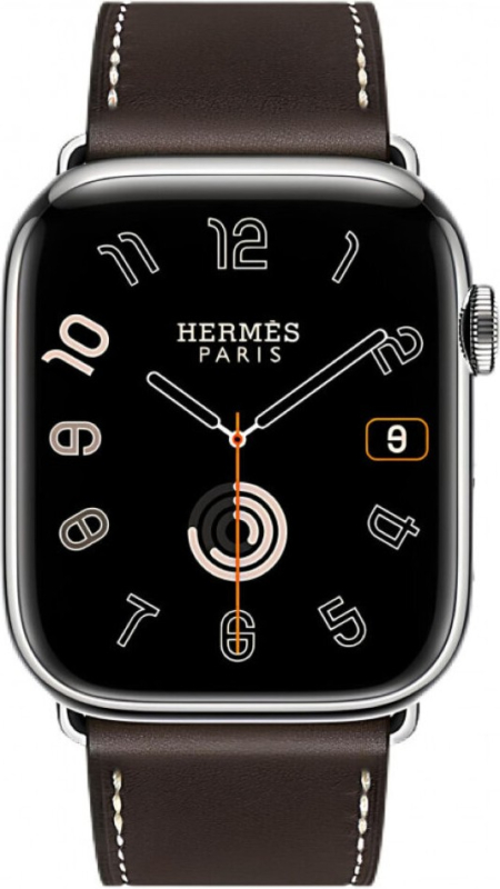 Apple Watch Series 10 Hermes, 46 мм, титановый корпус, кожаный ремешок коричневого цвета Фото-2