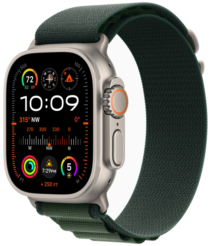 

Apple Watch Ultra 2 GPS + Cellular, 49 мм, корпус из бежевого титана, ремешок Alpine зеленого цвета, размер M, Зеленый, Watch Ultra 2 GPS + Cellular, 49 мм, корпус из бежевого титана, ремешок Alpine зеленого цвета, размер M