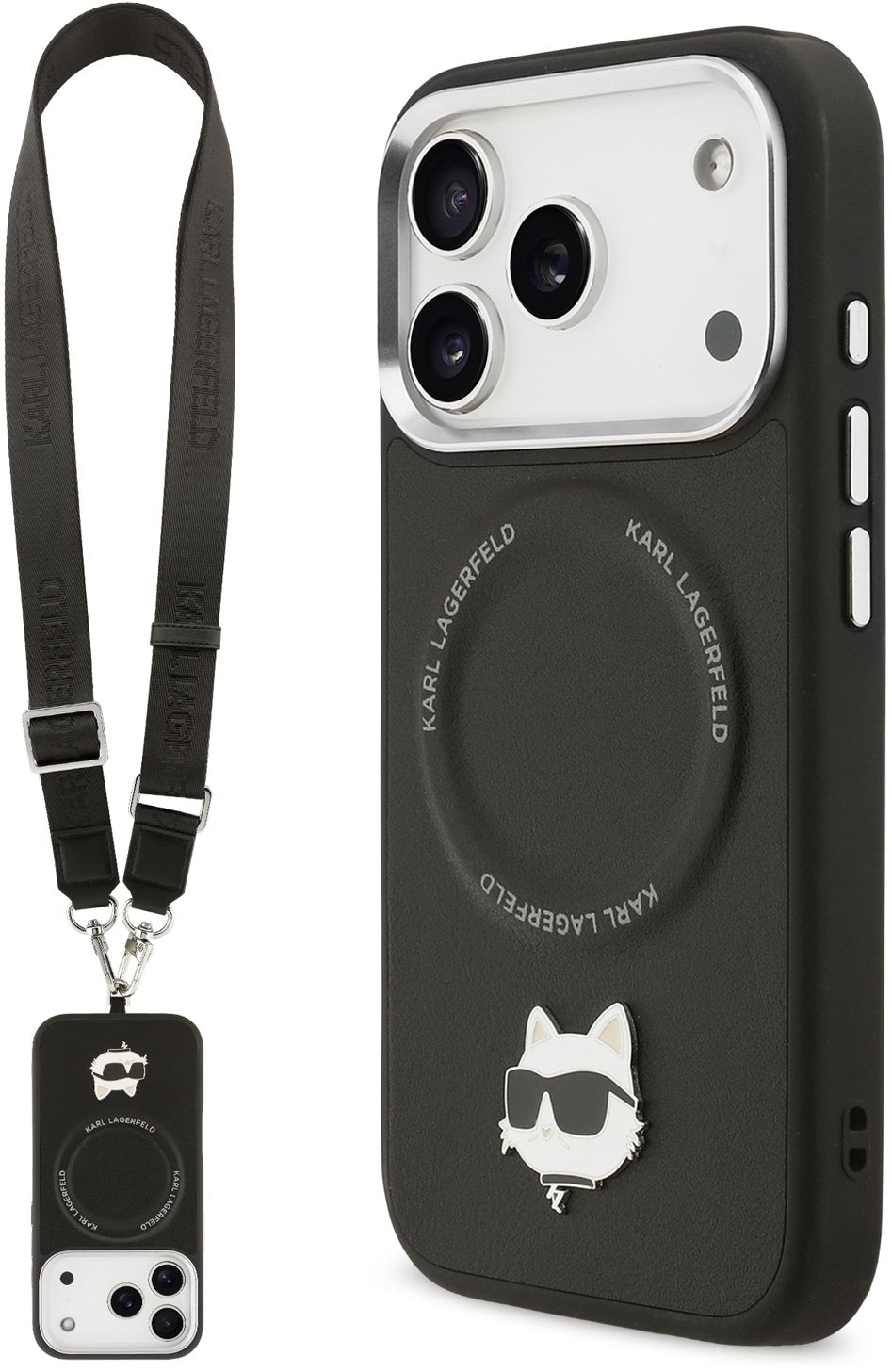 

Чехол Karl Lagerfeld Crossbody NFT MagSafe для iPhone 17 Pro Max, черный, Чехол Crossbody NFT MagSafe для iPhone 17 Pro Max, черный