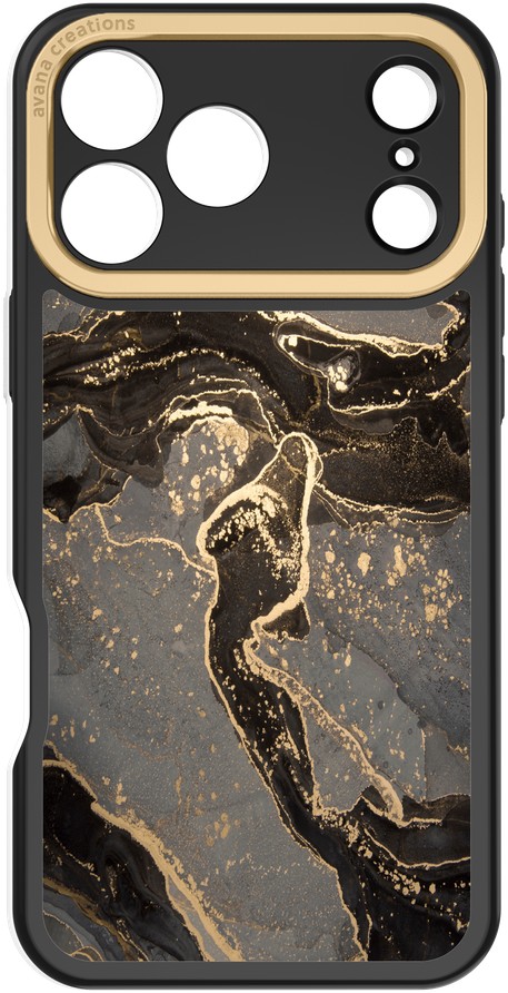 

Чехол Avana Marbly MagSafe для iPhone 17 Pro Max, полуночное золото, Черный, Чехол Avana Marbly MagSafe для iPhone 17 Pro Max, полуночное золото