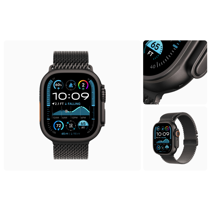 Apple Watch Ultra 2 GPS + Cellular, 49 мм, корпус черного из титана, ремешок Trail черного цвета, размер M/L Фото-5