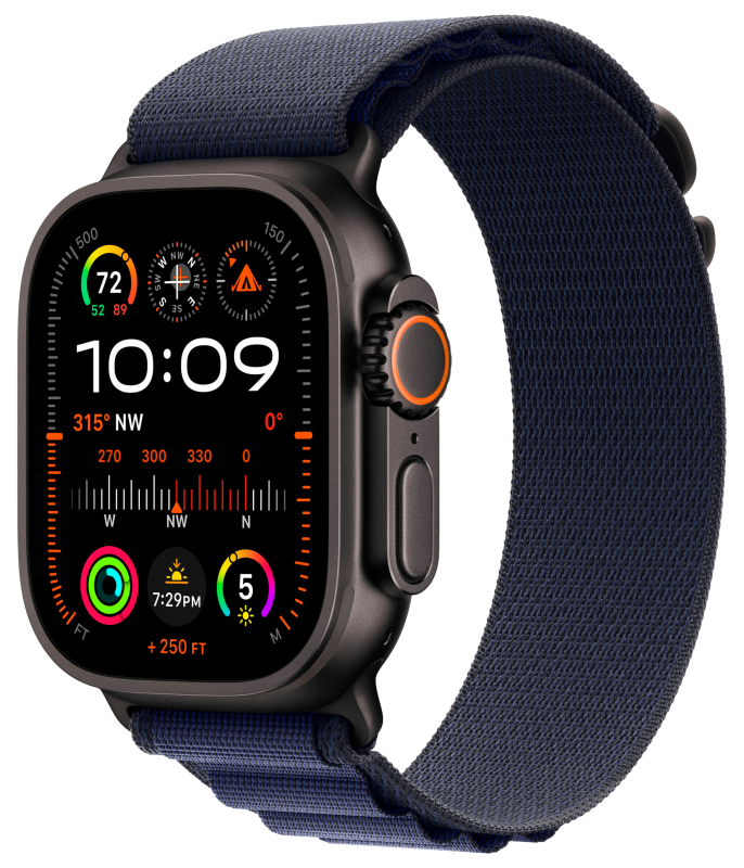 

Apple Watch Ultra 2 GPS + Cellular, 49 мм, корпус из черного титана, ремешок Alpine темно-синего цвета, размер M, Темно-синий, Watch Ultra 2 GPS + Cellular, 49 мм, корпус из черного титана, ремешок Alpine темно-синего цвета, размер M