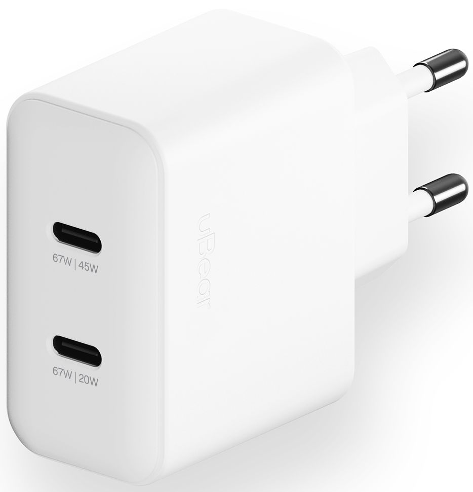 

Сетевое зарядное устройство uBear Motion 2xUSB-C, GaN, PD, 67 Вт, белый, Сетевое зарядное устройство Motion 2xUSB-C, GaN, PD, 67 Вт, белый