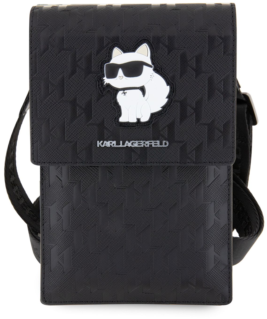 Бренд Слинг-чехол Karl Lagerfeld Pouch Saffiano Choupette для iPhone, черный