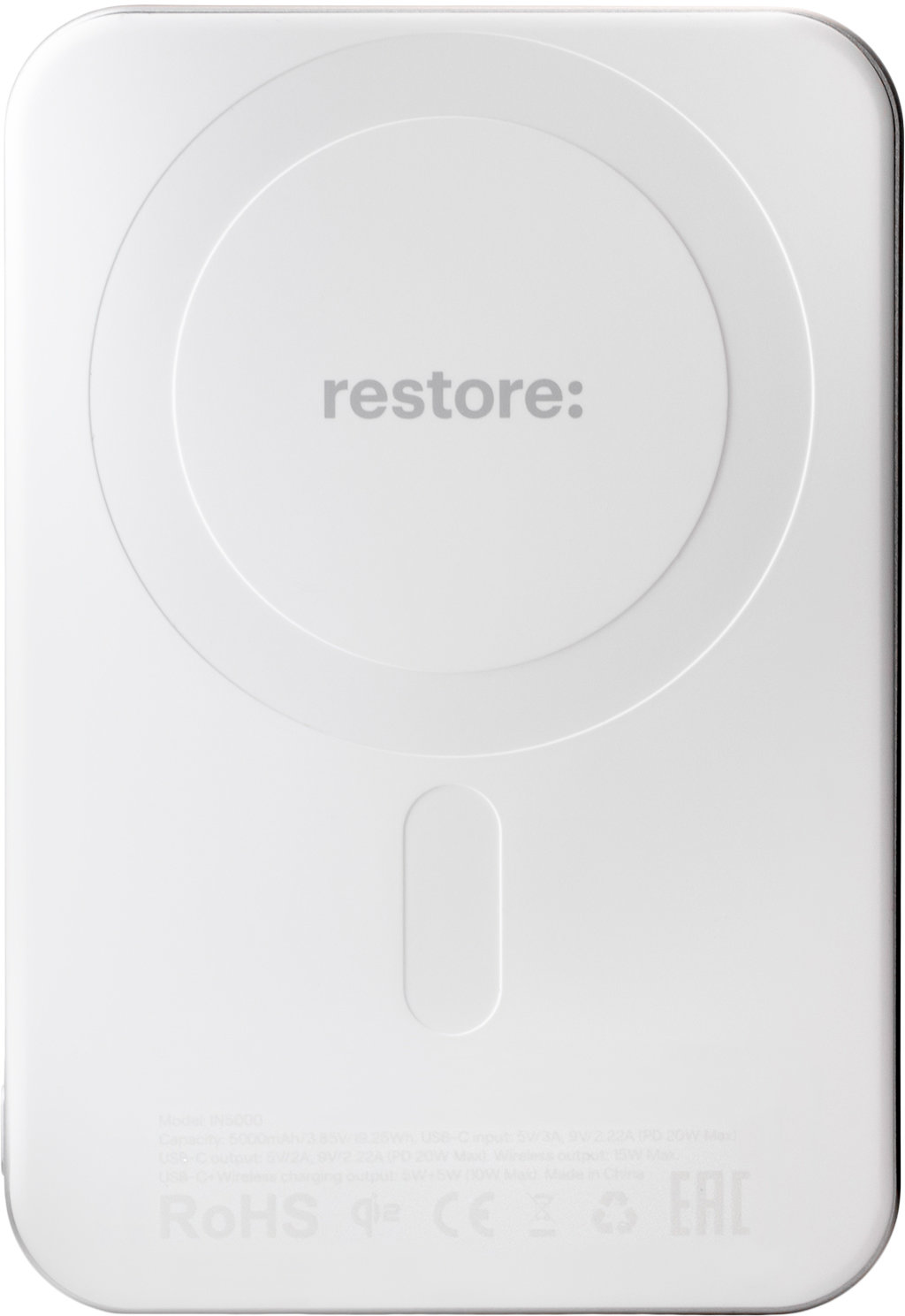 restore: Внешний аккумулятор Magnetic, 5000mAh, белый