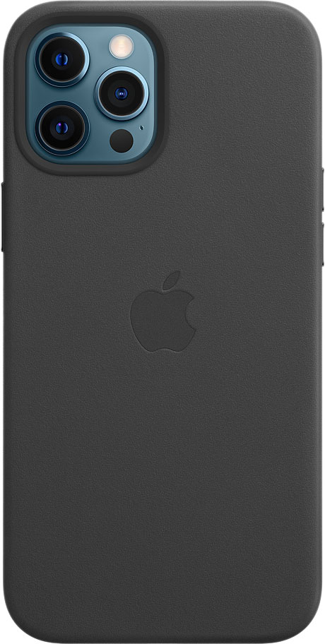 Чехол MagSafe для iPhone 12 Pro Max, кожа, чёрный