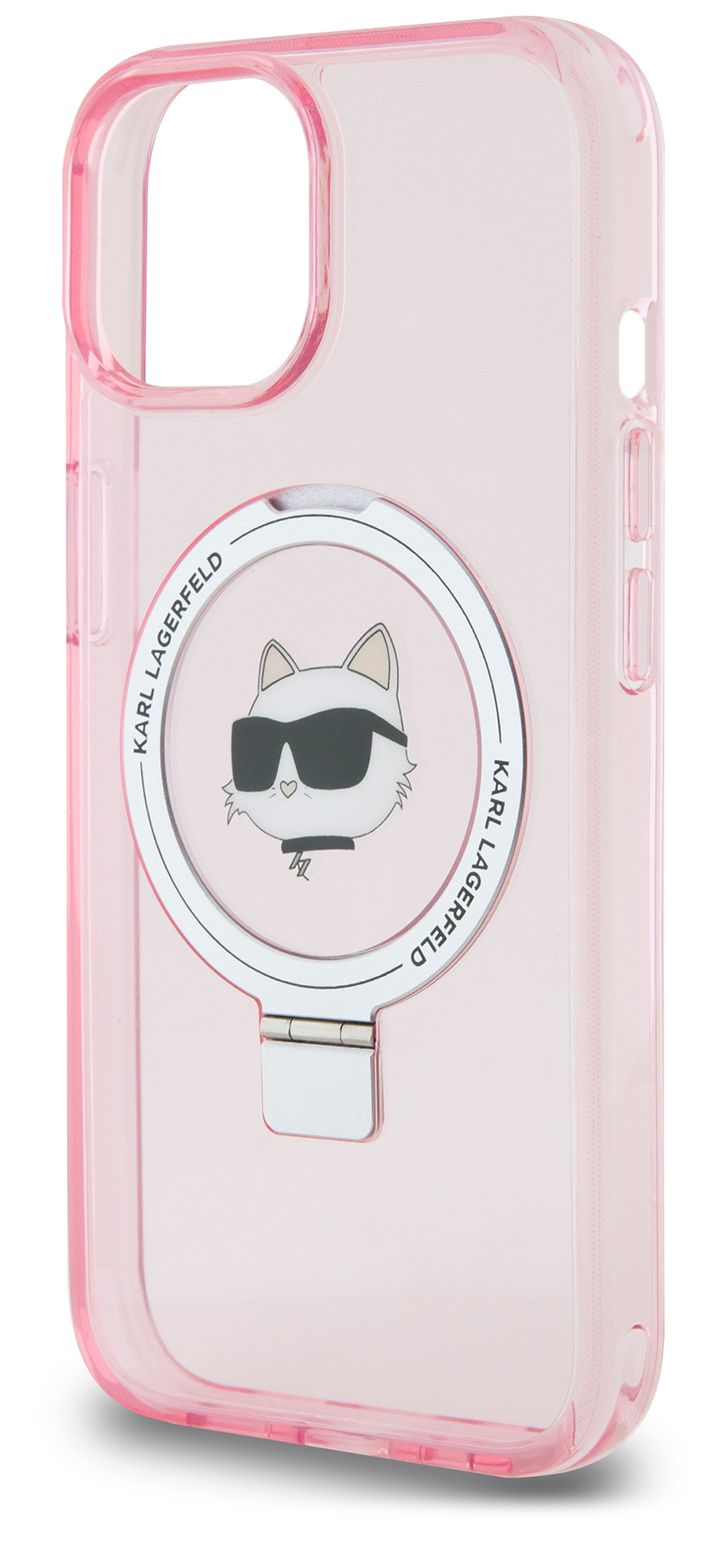 Бренд Чехол Karl Lagerfeld NFT Choupette Ring для iPhone 15 MagSafe, розовый