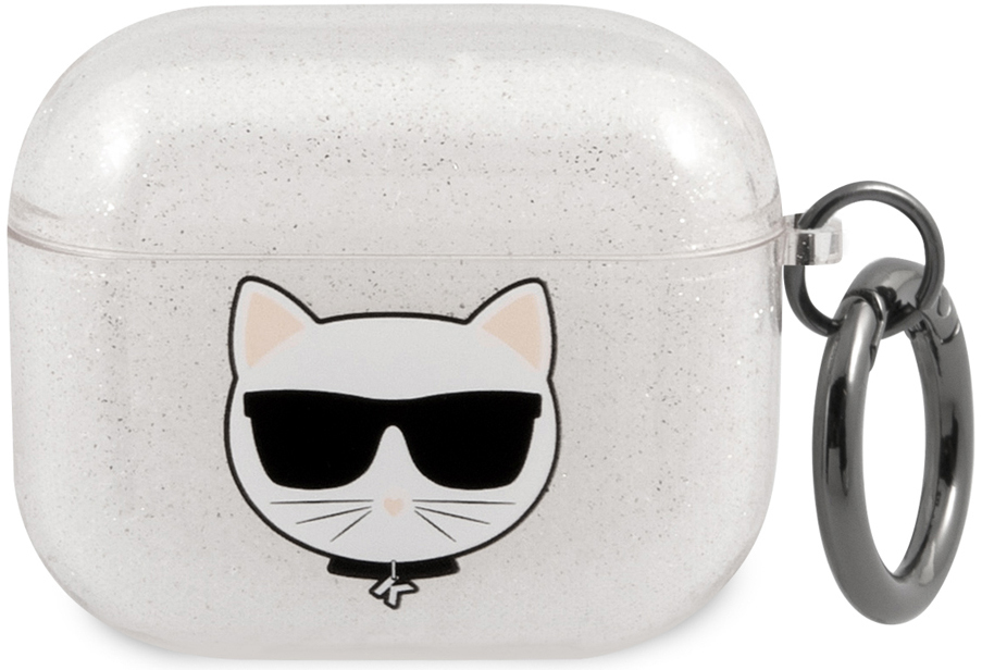 

Karl Lagerfeld Чехол & Choupette для AirPods 3, прозрачный с блестками