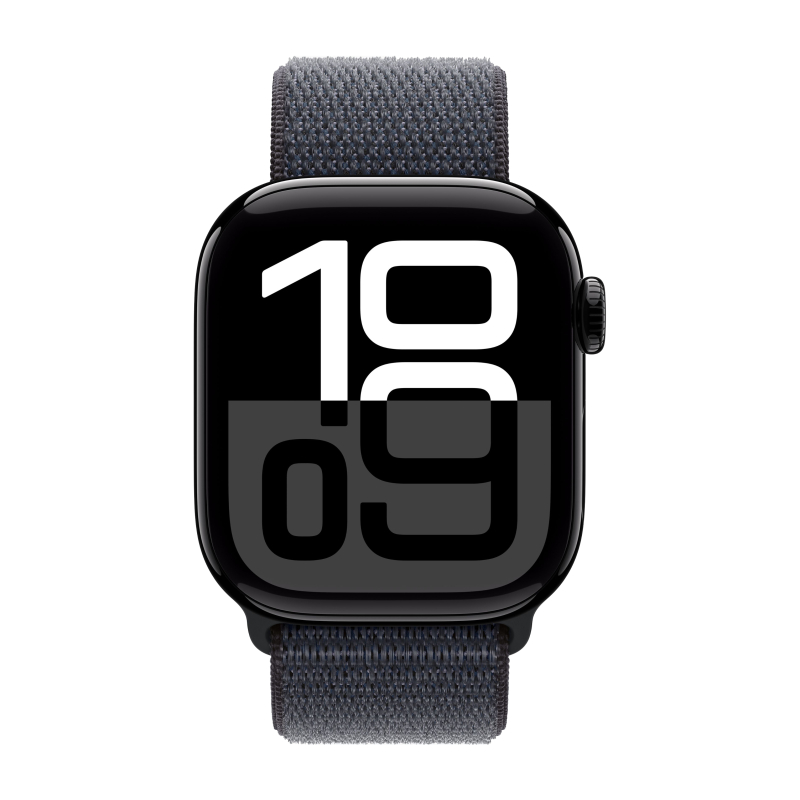 Apple Watch Series 10, 46 мм, корпус из алюминия цвета «черный глянец», спортивный браслет темно-синего цвета Фото-2