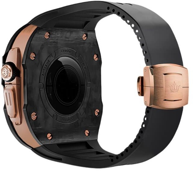 Чехол Caviar Case Advantage для Apple Watch 10 46 мм, карбон, черный+золотой Фото-3