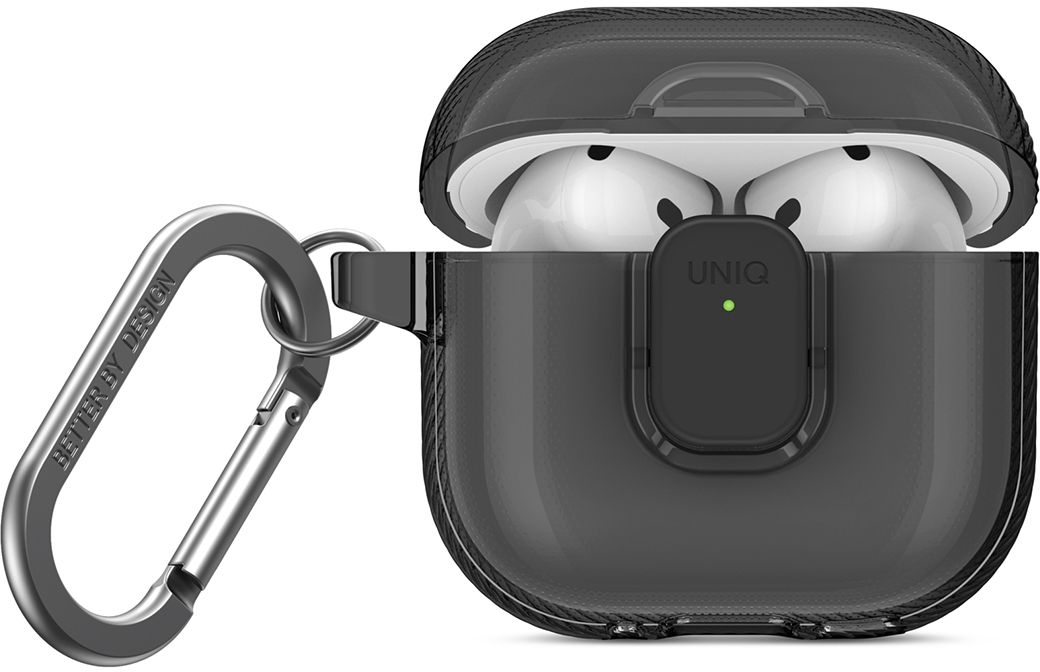 

Чехол Uniq Glase PRO TPU Lock case Glossy Smoke для Airpods 4, серый, Чехол Glase PRO TPU Lock case Glossy Smoke для Airpods 4, серый