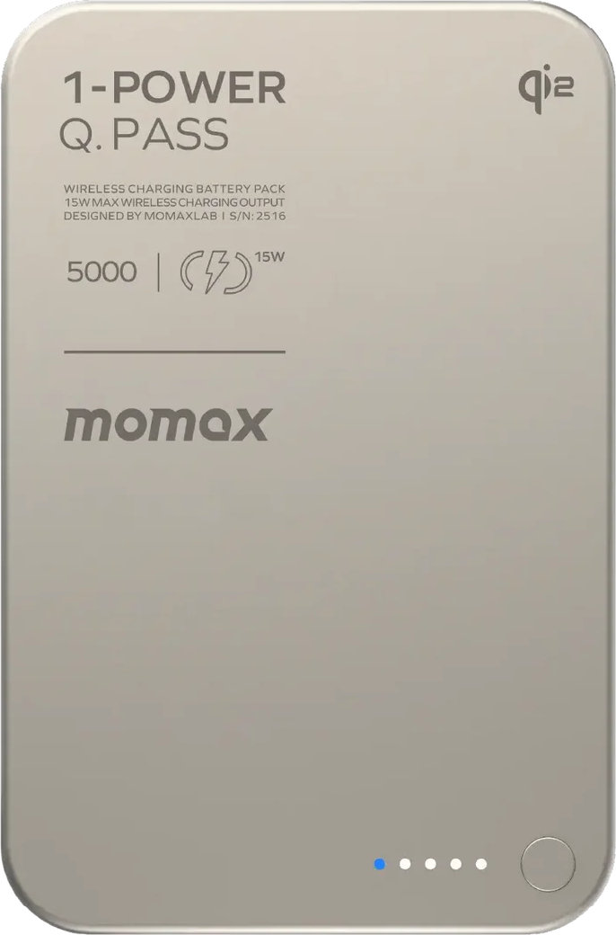 Внешний аккумулятор MOMAX 1-Power Q.Pass 5000mAh, MagSafe, Qi2, титановый