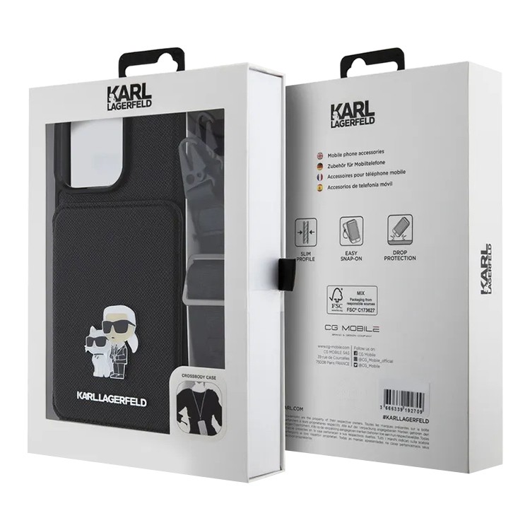 Чехол Karl Lagerfeld Saffiano Crossbody & Choupette Cardslot для iPhone 15 Pro, черный Фото-5