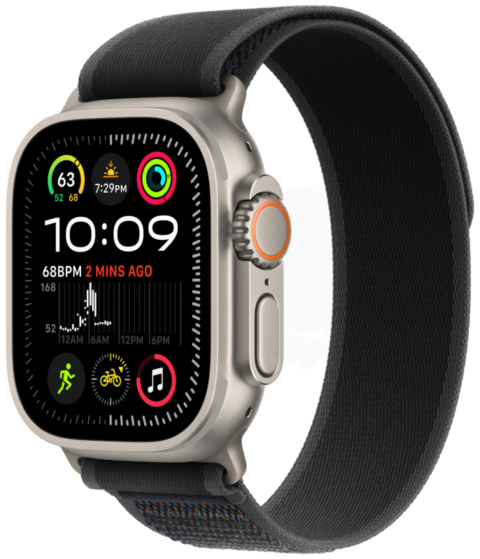 

Apple Watch Ultra 2 GPS + Cellular, 49 мм, корпус из бежевого титана, ремешок Trail черного цвета, размер M, Черный, Watch Ultra 2 GPS + Cellular, 49 мм, корпус из бежевого титана, ремешок Trail черного цвета, размер M