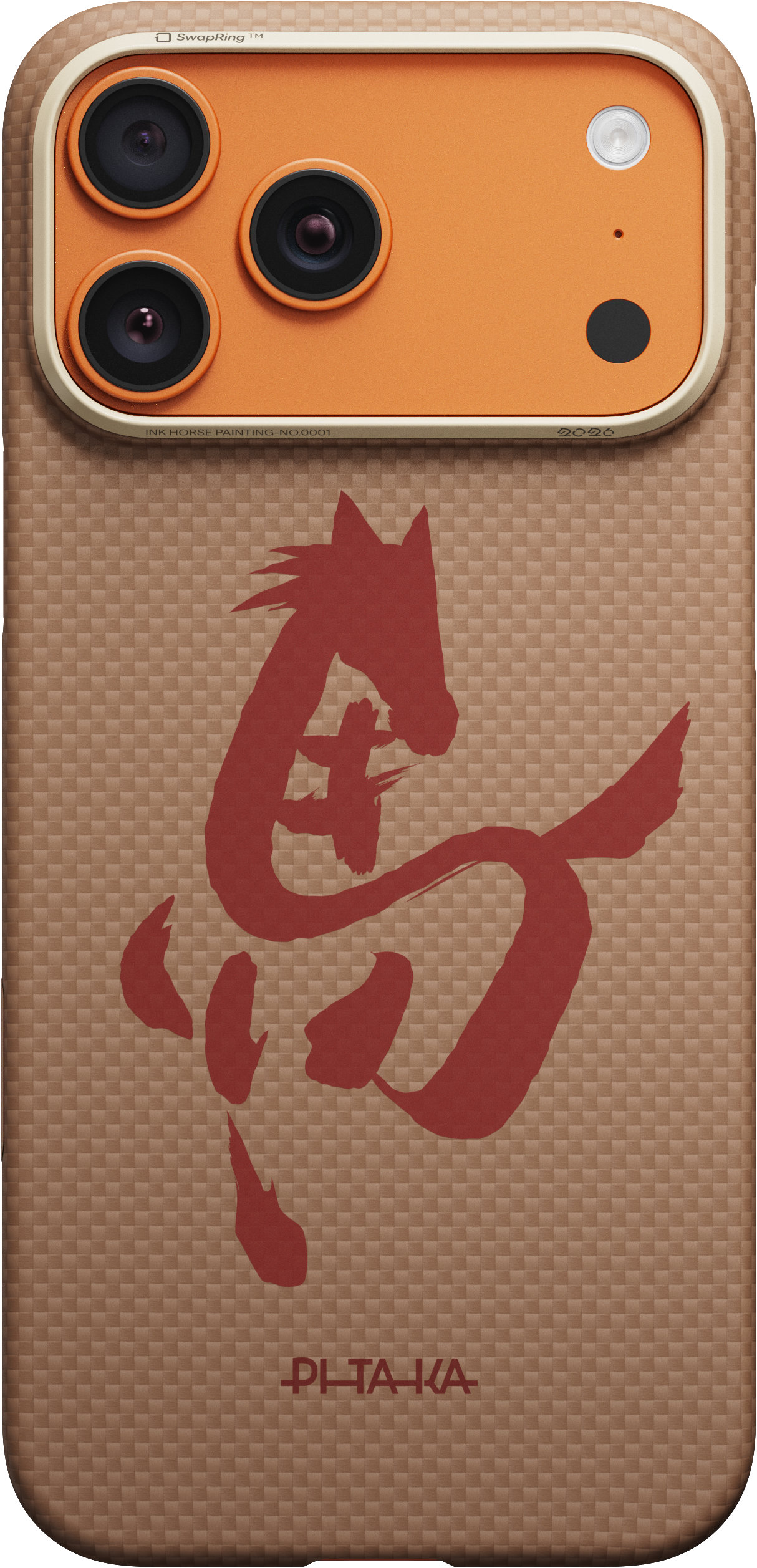 Чехол Pitaka Ink Horse Painting для iPhone 17 Pro, золотой