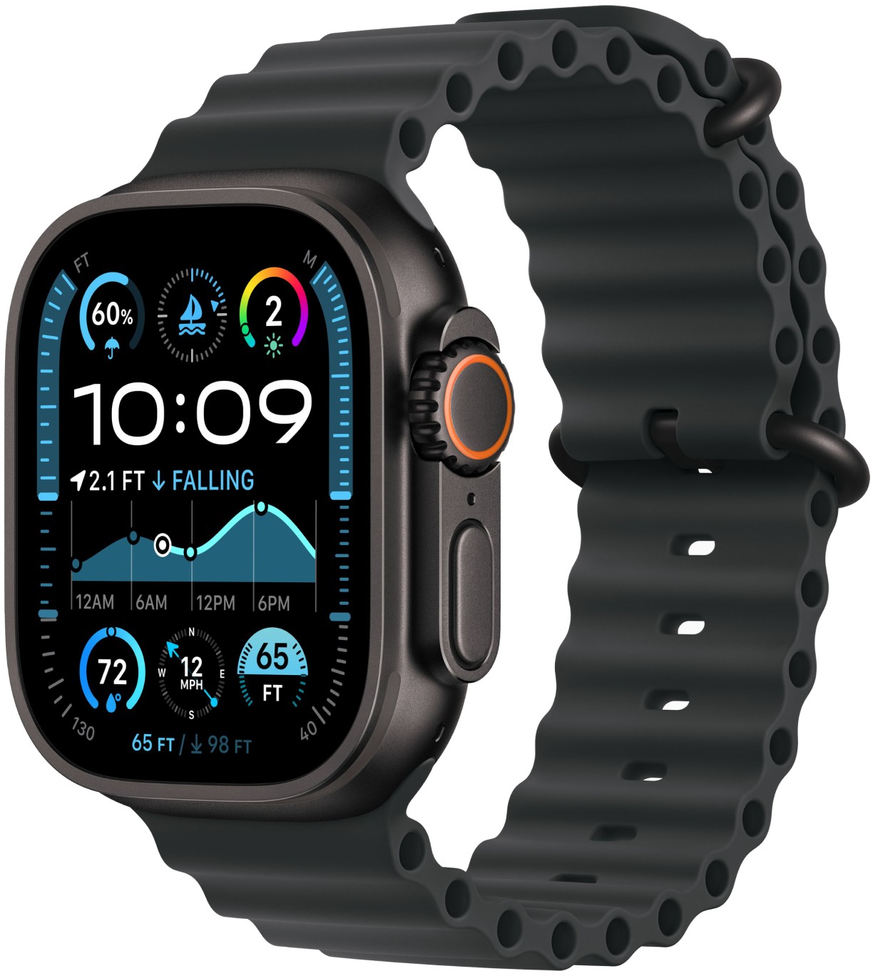 

Apple Watch Ultra 2 GPS + Cellular, 49 мм, корпус из черного титана, ремешок Ocean черного цвета, Черный, Watch Ultra 2 GPS + Cellular, 49 мм, корпус из черного титана, ремешок Ocean черного цвета