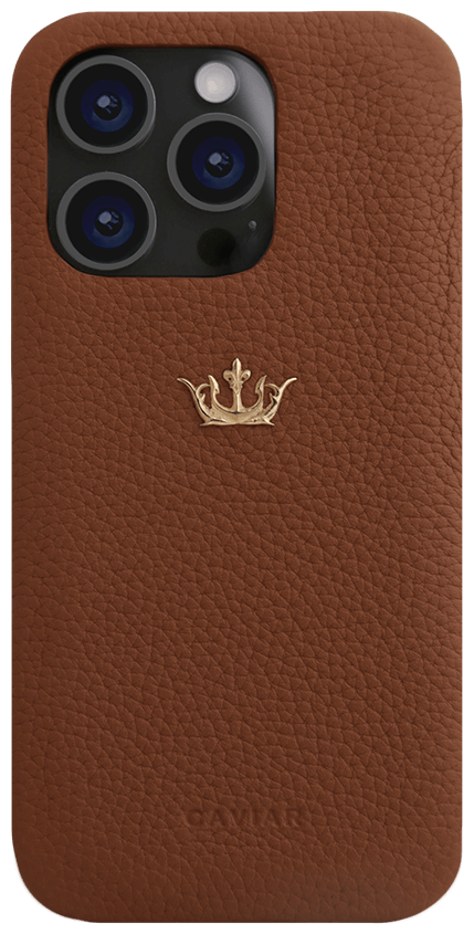 Чехол Caviar Leather Fine Case для iPhone 15 Pro, кожа, коричневый