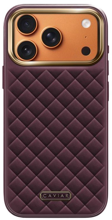 Чехол Caviar Leather Case для iPhone 17 Pro Max, кожа, бордовый