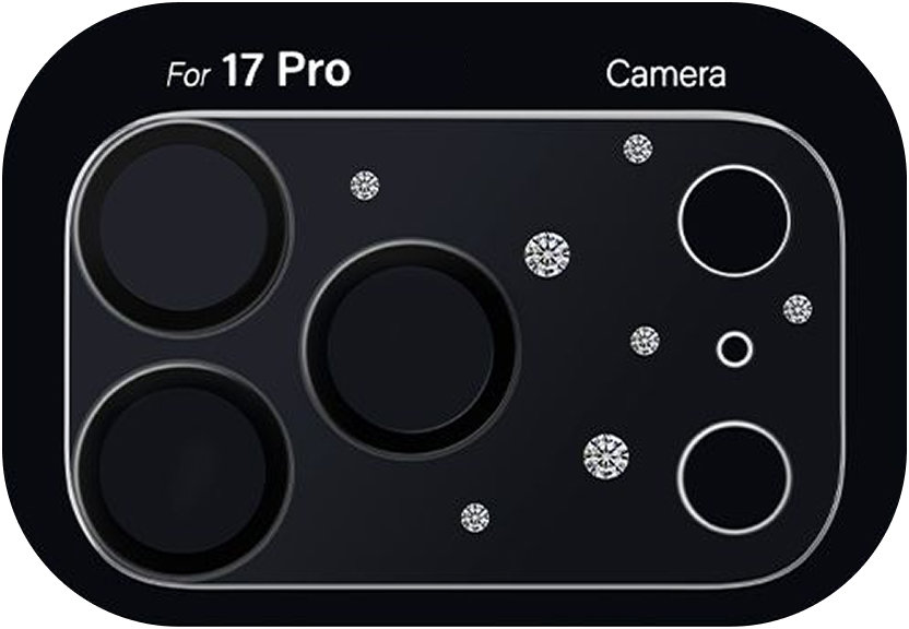 

Защита блока камеры PYNANA Diamond Sky Series для iPhone 17 Pro, черный, Защита блока камеры Diamond Sky Series для iPhone 17 Pro, черный
