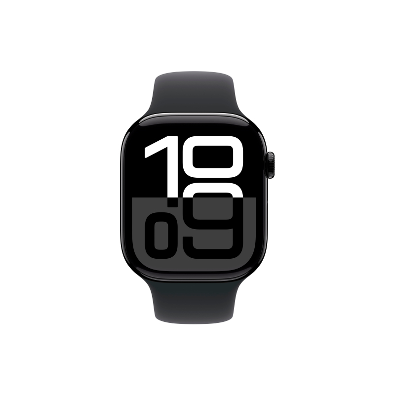 Apple Watch Series 10, 46 мм, корпус из алюминия цвета «чёрный глянец», спортивный ремешок черного цвета M/L Фото-2