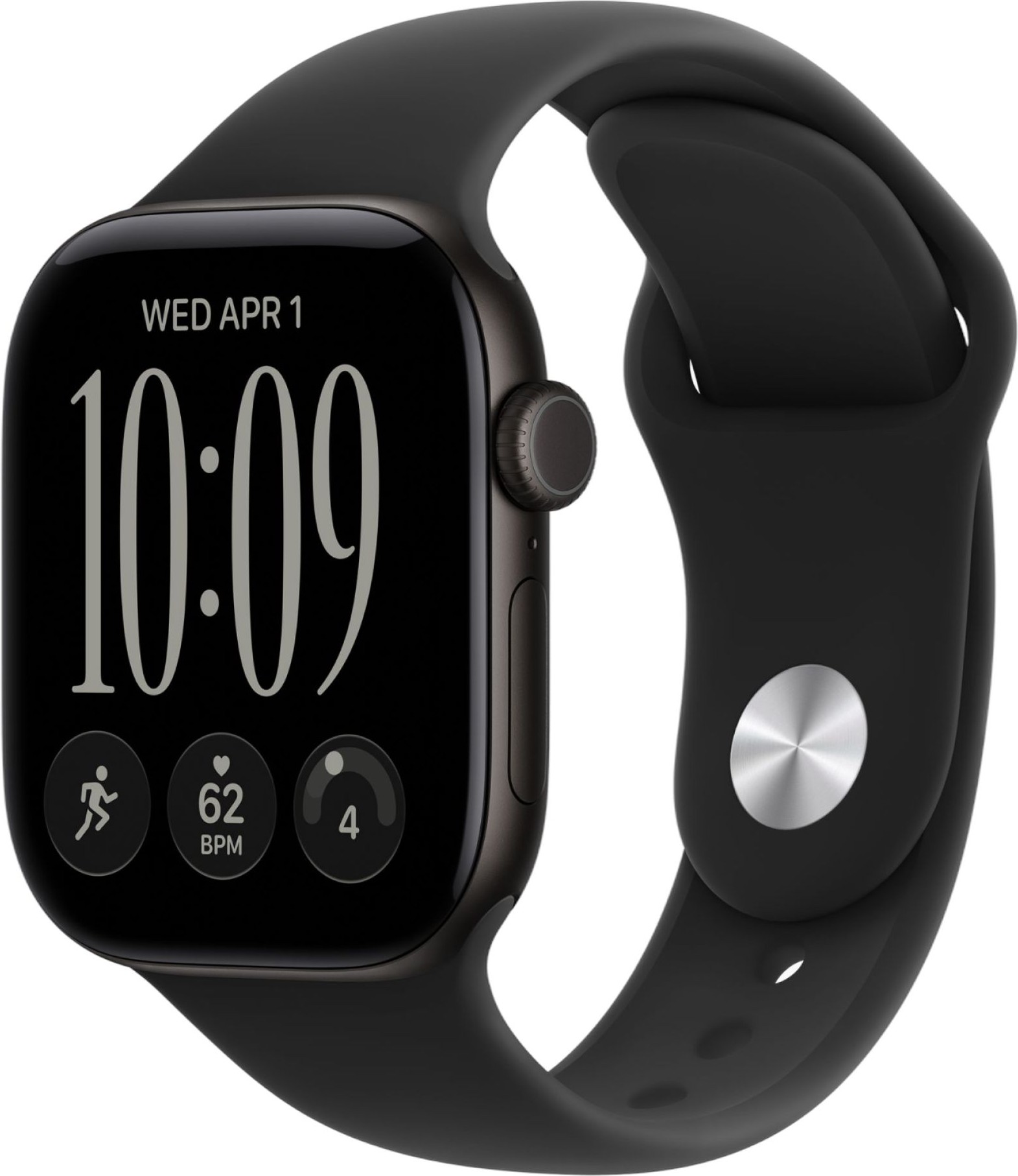 Apple Watch Series 12, 42 mm, GPS, Black Aluminum, Black Sport Band, S/M