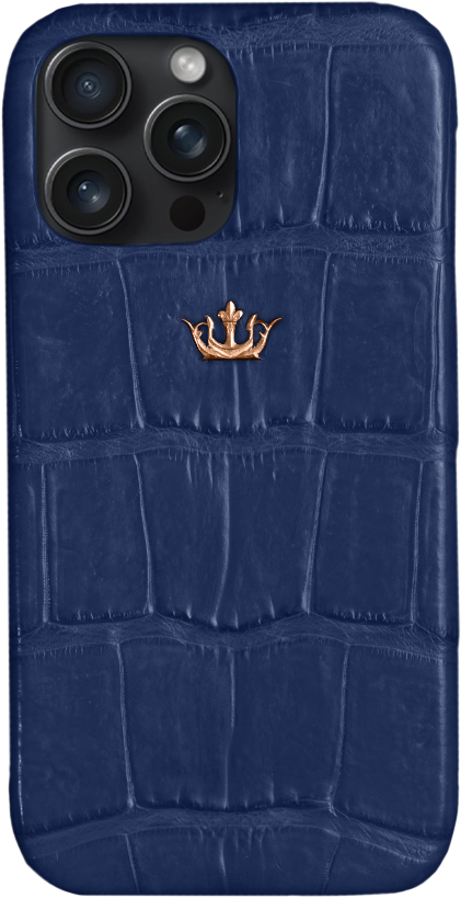 Бренд Чехол Caviar Leather Case для iPhone 15 Pro Мах, кожа, темно-синий