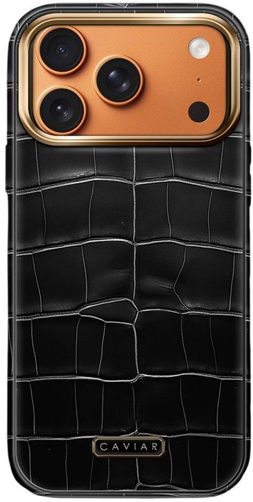 Чехол Caviar Leather Case для iPhone 17 Pro Max, кожа, черный
