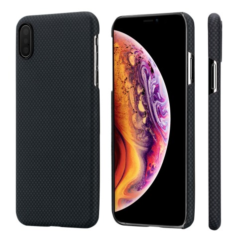 Чехол для iPhone XS Max, шахматное плетение, кевлар, черный