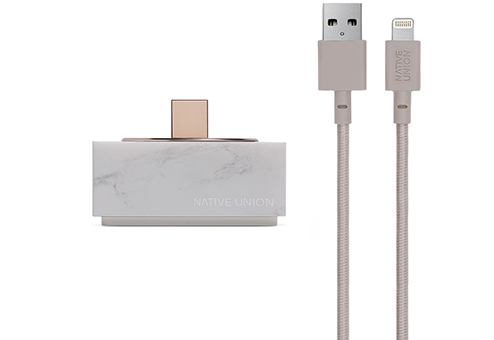Купить Док-станция Native Union DOCK+ Lightning для iPhone белый мрамор ...