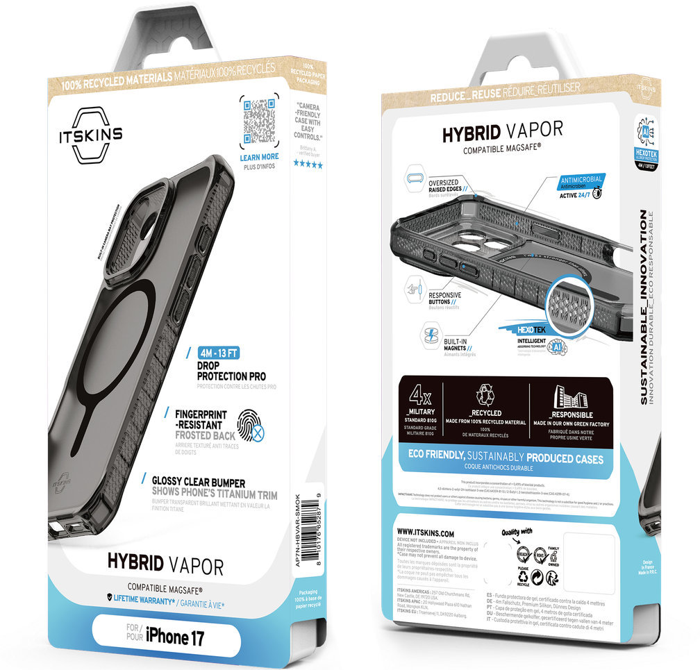 Чехол Itskins HYBRID R VAPOR MagSafe для iPhone Air, дымчатый