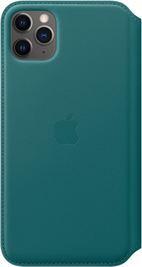 Чехол для iPhone 11 Pro Max Folio, кожа, «зелёный павлин»
