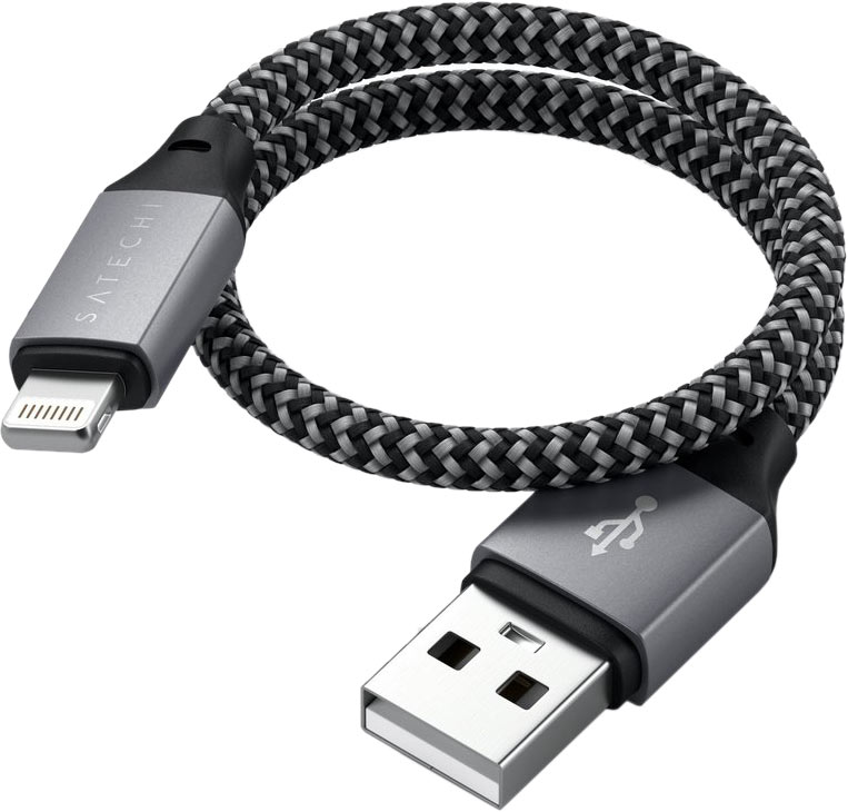 Кабель Satechi USB-A - Lightning, 25 см, серый космос Вид№3