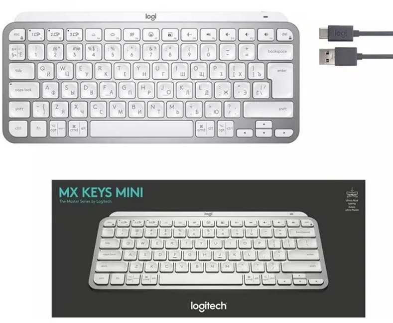 Клавиатура беспроводная Logitech MX Keys Mini Pale, серый 920-010502 - фото 5