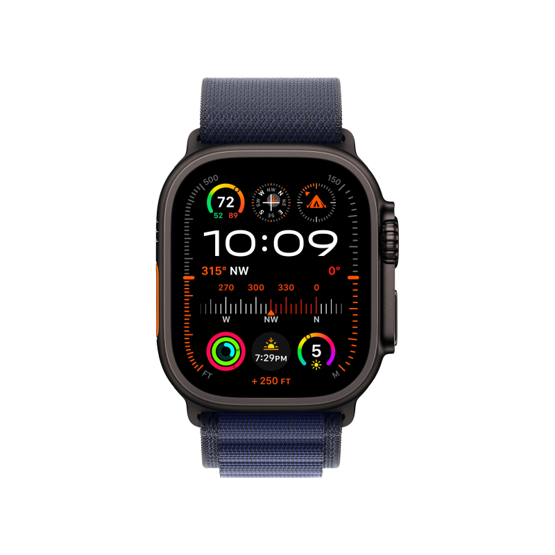 Apple Watch Ultra 2 GPS + Cellular, 49 мм, корпус из черного титана, ремешок Alpine темно-синего цвета, размер M Фото-2