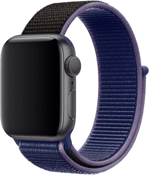 Ремешок для Apple Watch 42/44 мм, нейлон, темно-синий+черный