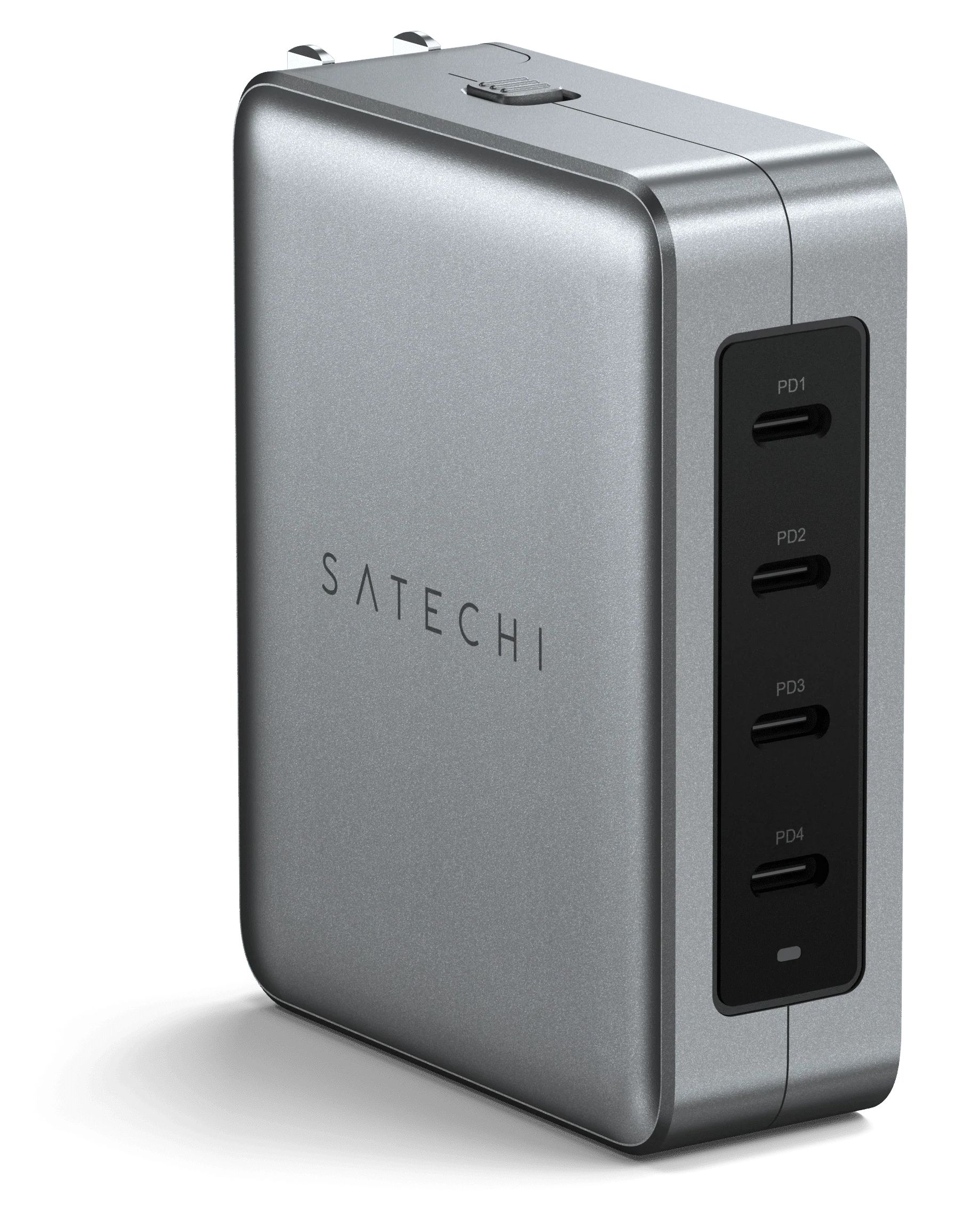 Сетевое зарядное устройство Satechi 4хUSB-C, PD, GaN, 145 Вт, серый космос